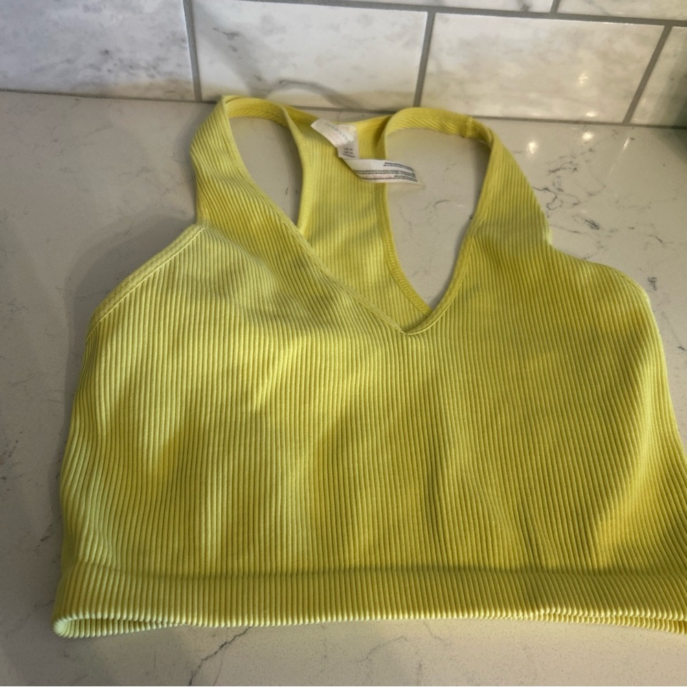 Yellow Ribbed Women's Free People Movement Sports Bra Womens Medium Yellow